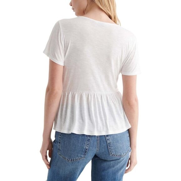 NWT LUCKY BRAND White Smocked Top Small - Picture 2 of 4